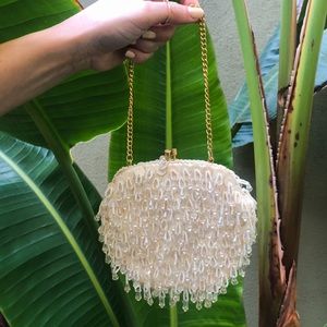 Vintage cream beaded bag